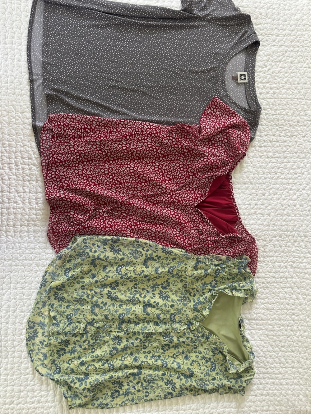 Multi-Color Women’s Blouse Set - Gray, Red, Green Floral